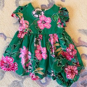 Lilly Pulitzer Green and Pink Floral Kids Dress